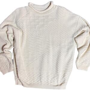 80s cream roll neck sweater with a relaxed fit (medium)